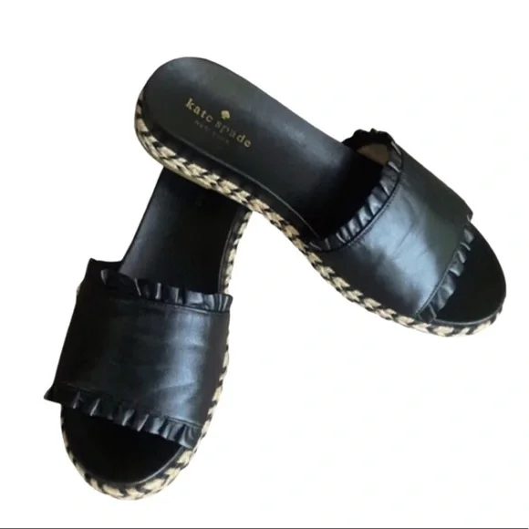 KATE SPADE Black Leather Slide Sandals - Picture 5 of 9